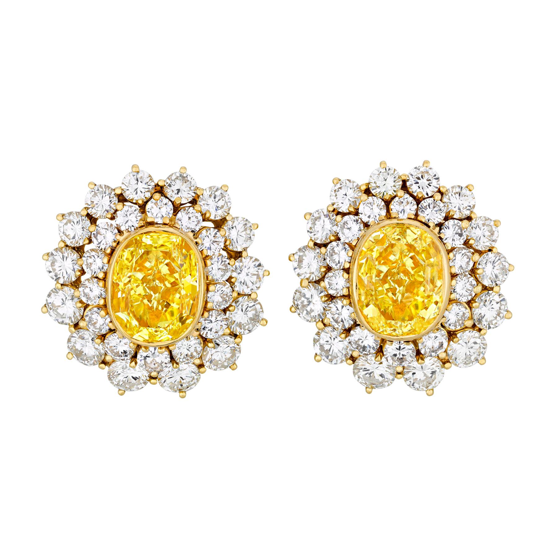 Fancy Intense Yellow Diamond Convertible Earrings, 11.36 Carat