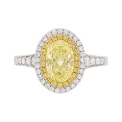 Fancy Intense Yellow Diamond Double Halo Ring