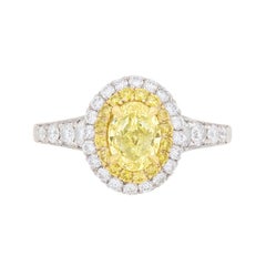 Fancy Intense Yellow Diamond Double Halo Ring