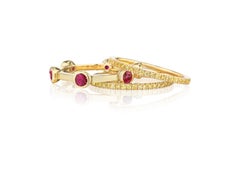 Fancy Intense Yellow Diamond Pavéd Eternity Bands With Natural Ruby Set in 18K