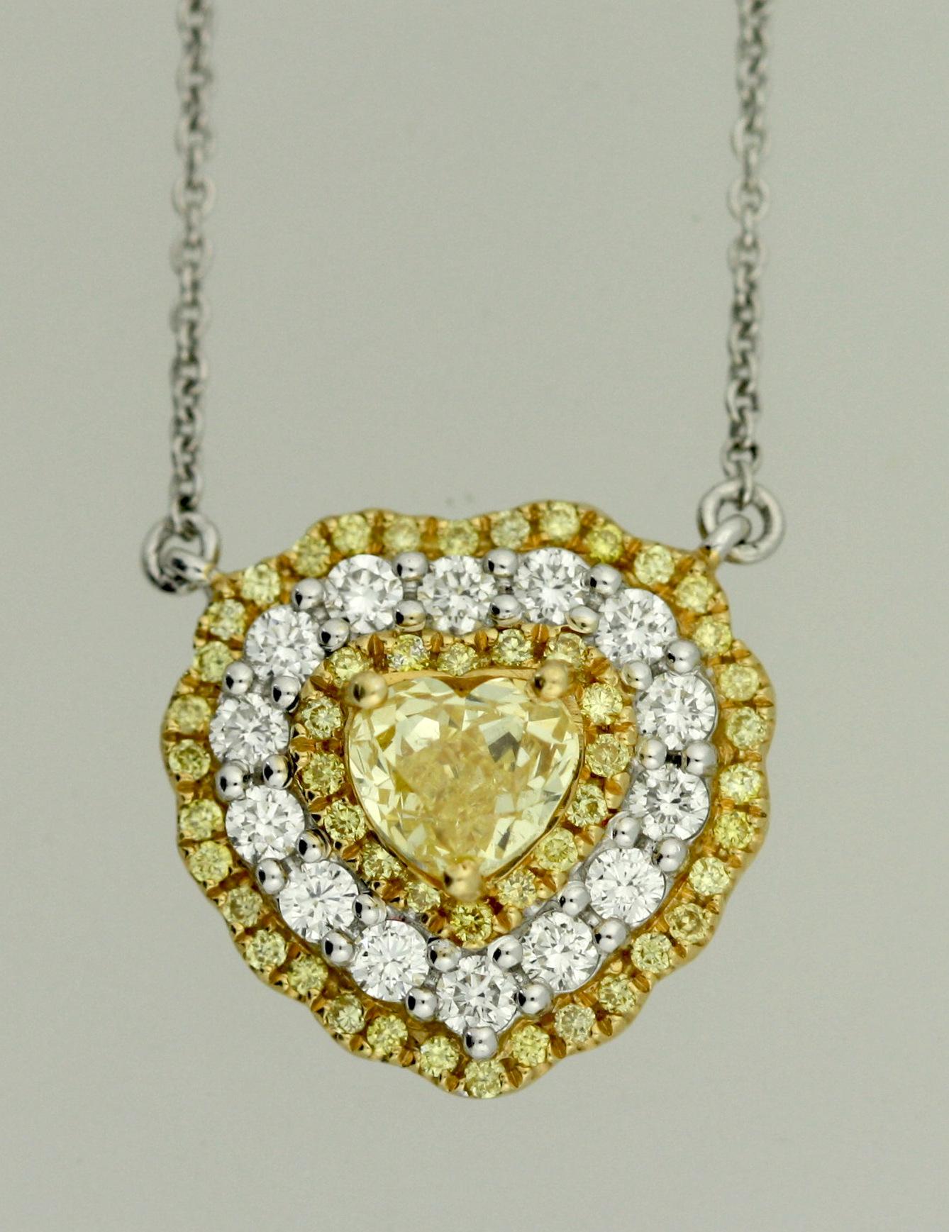 Women's or Men's Fancy Intense Yellow Diamond Pendant Necklace