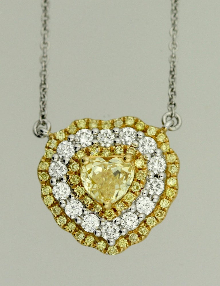 Fancy Intense Yellow Diamond Pendant Necklace For Sale at 1stDibs
