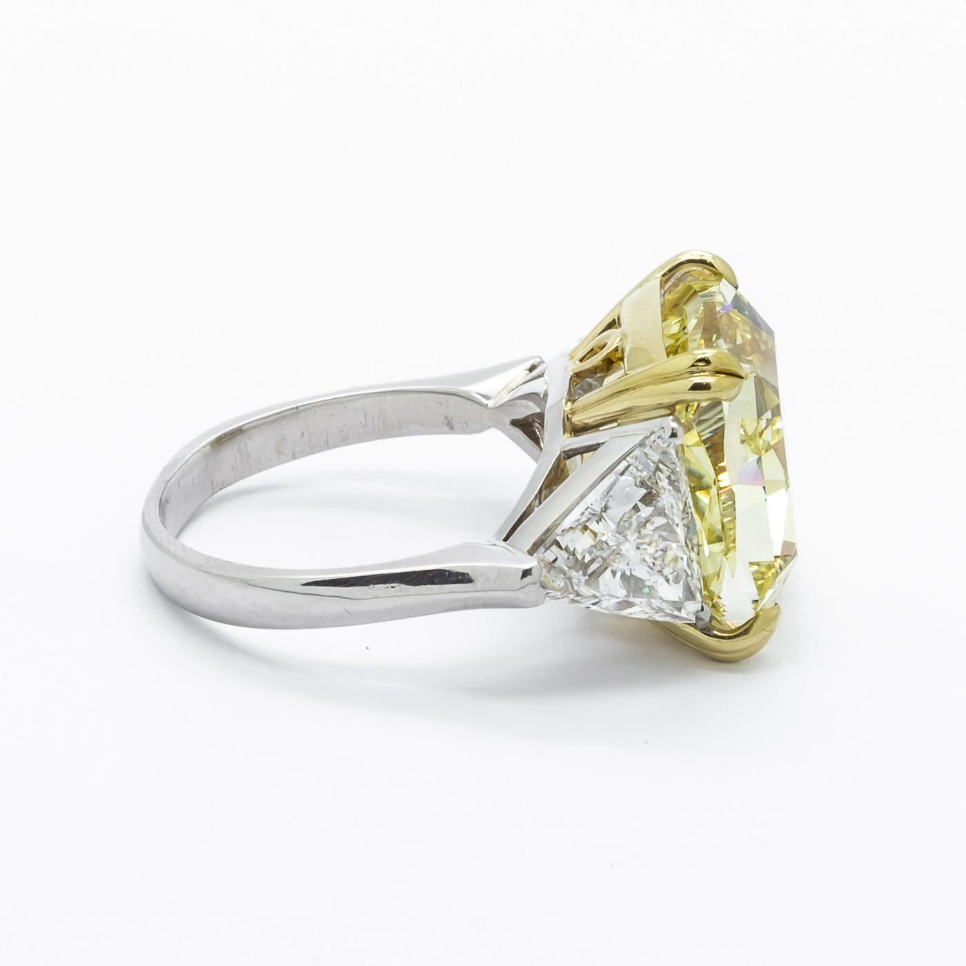 Women's Fancy Intense Yellow Diamond Ring, Platinum and Gold, 14.51 Carats