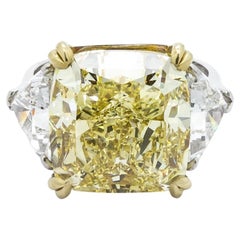 Fancy Intense Yellow Diamond Ring, Platinum and Gold, 14.51 Carats