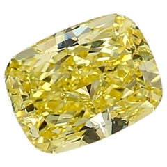 Fancy Intense Yellow Diamond Set in Eighteen Karat Yellow Gold Sideway Ring