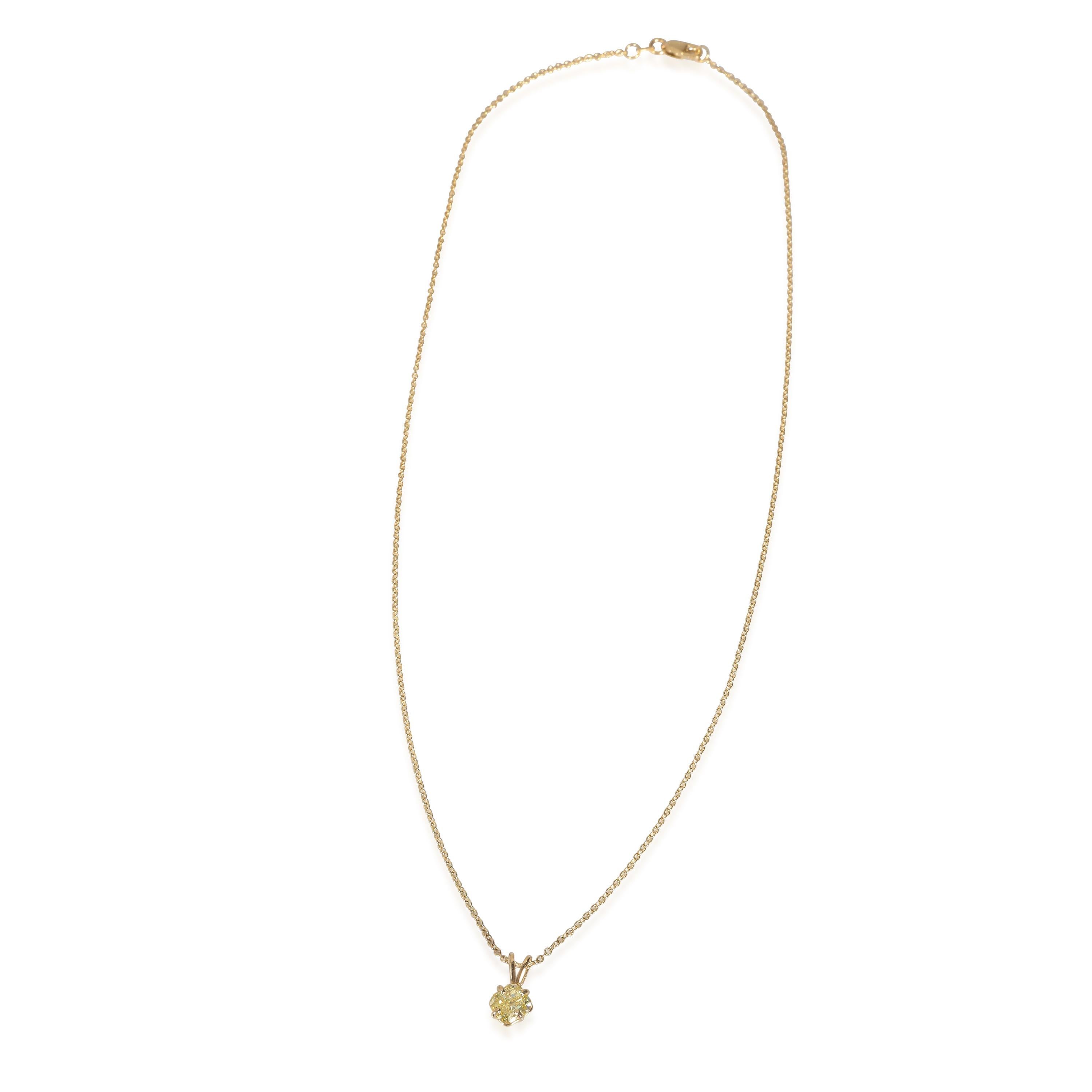 Pendentif solitaire de fantaisie en or jaune 14 carats avec diamant jaune intense SI2 1,01 carat Pour femmes en vente