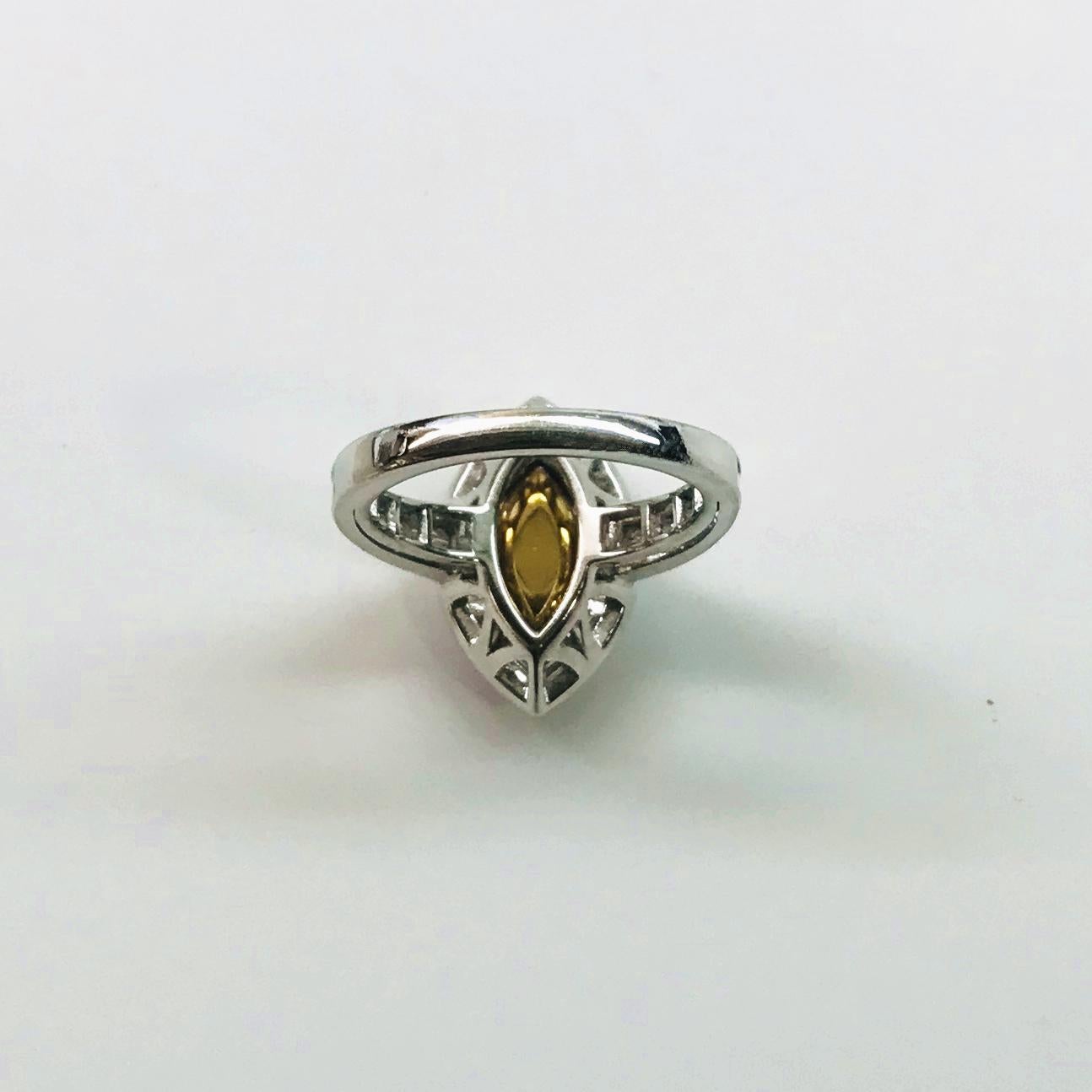 Women's Fancy Intense Yellow GIA Certified Diamond Ring For Sale
