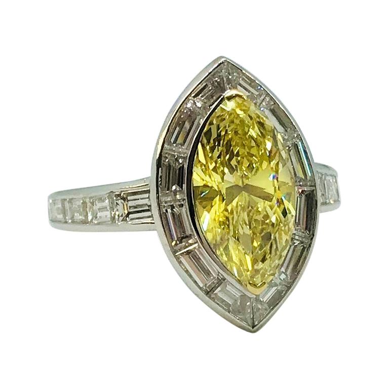 Fancy Intense Yellow GIA Certified Diamond Ring For Sale