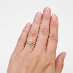 Fancy Intense Yellow Heart Shape Diamond Halo Ring in 18K White Gold