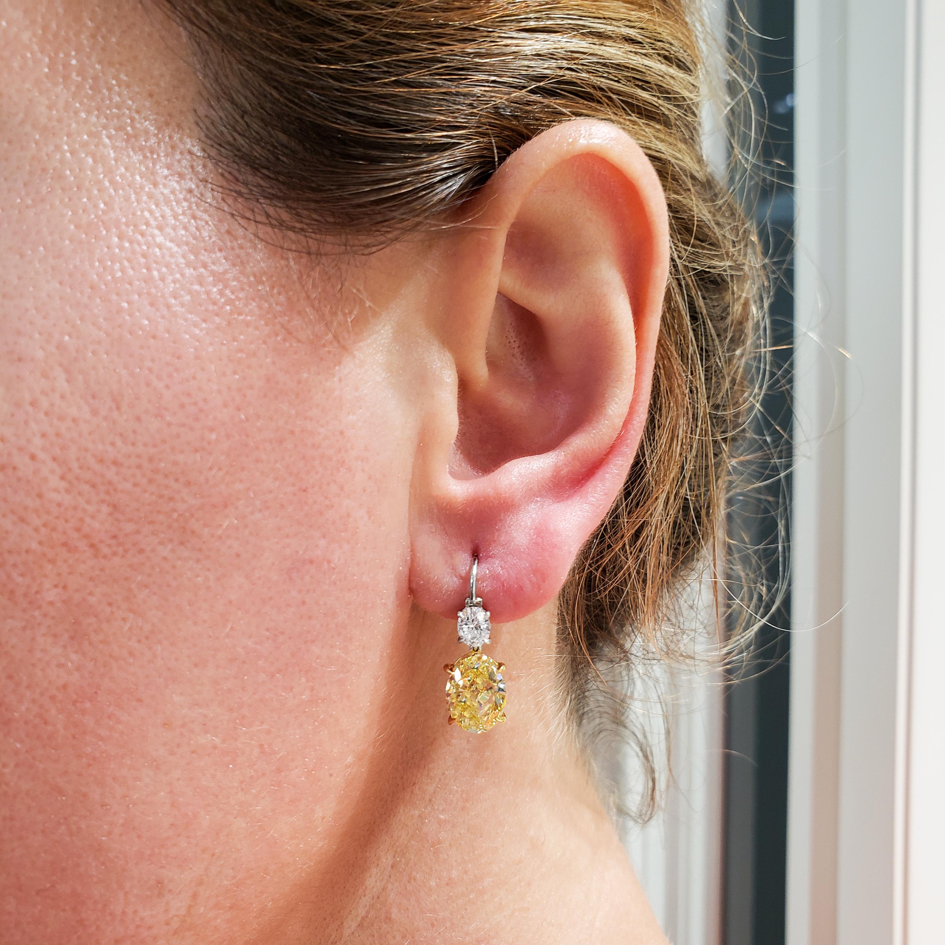 oval diamond drop earrings