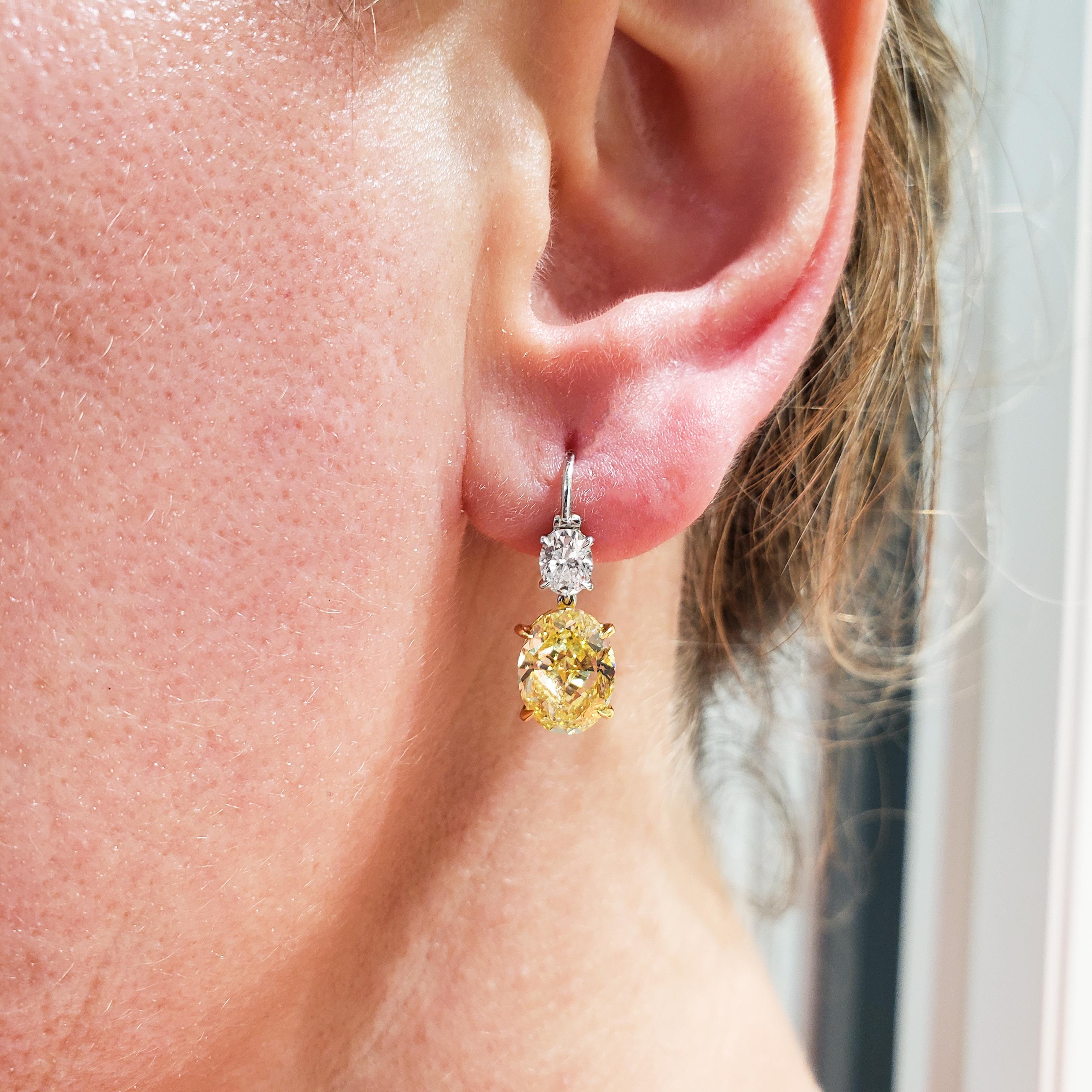 yellow diamond drop earrings