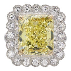 Fancy Intense Yellow Radiant Diamond And White Diamond Engagement Ring, GIA