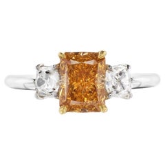 Fancy Intense Yellowish Orange Engagement Ring In 22K Yellow Gold And Platinum.
