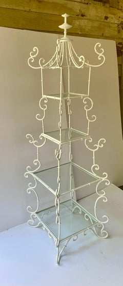 Fancy Italian Scrolled Wrought Iron Etagere
