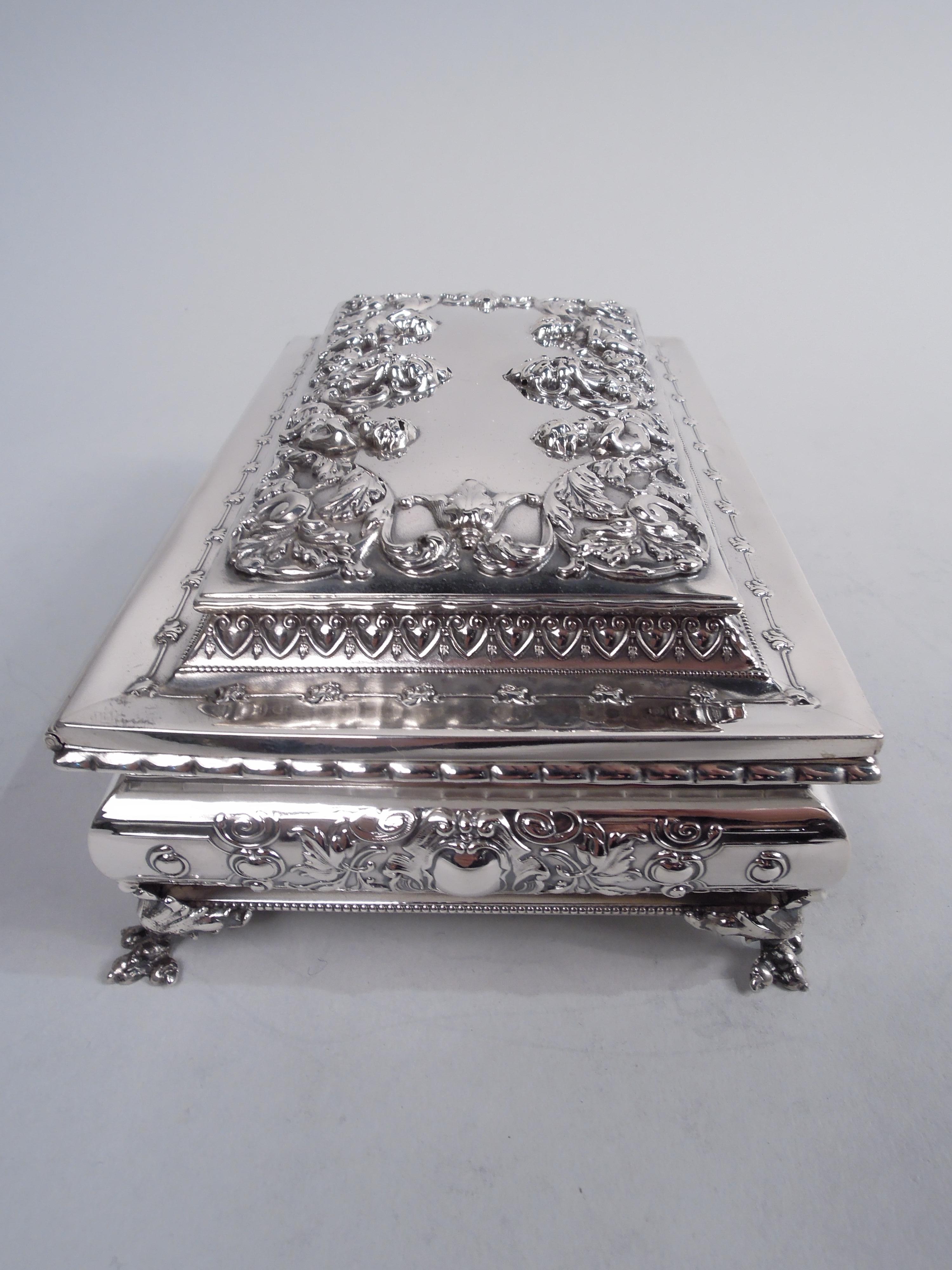 19th Century Fancy Kerr American Victorian Classical Sterling Silver Casket