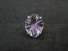 Fancy Laser Cut 8.65 Carat Amethyst Ring in Sterling Silver Size 9