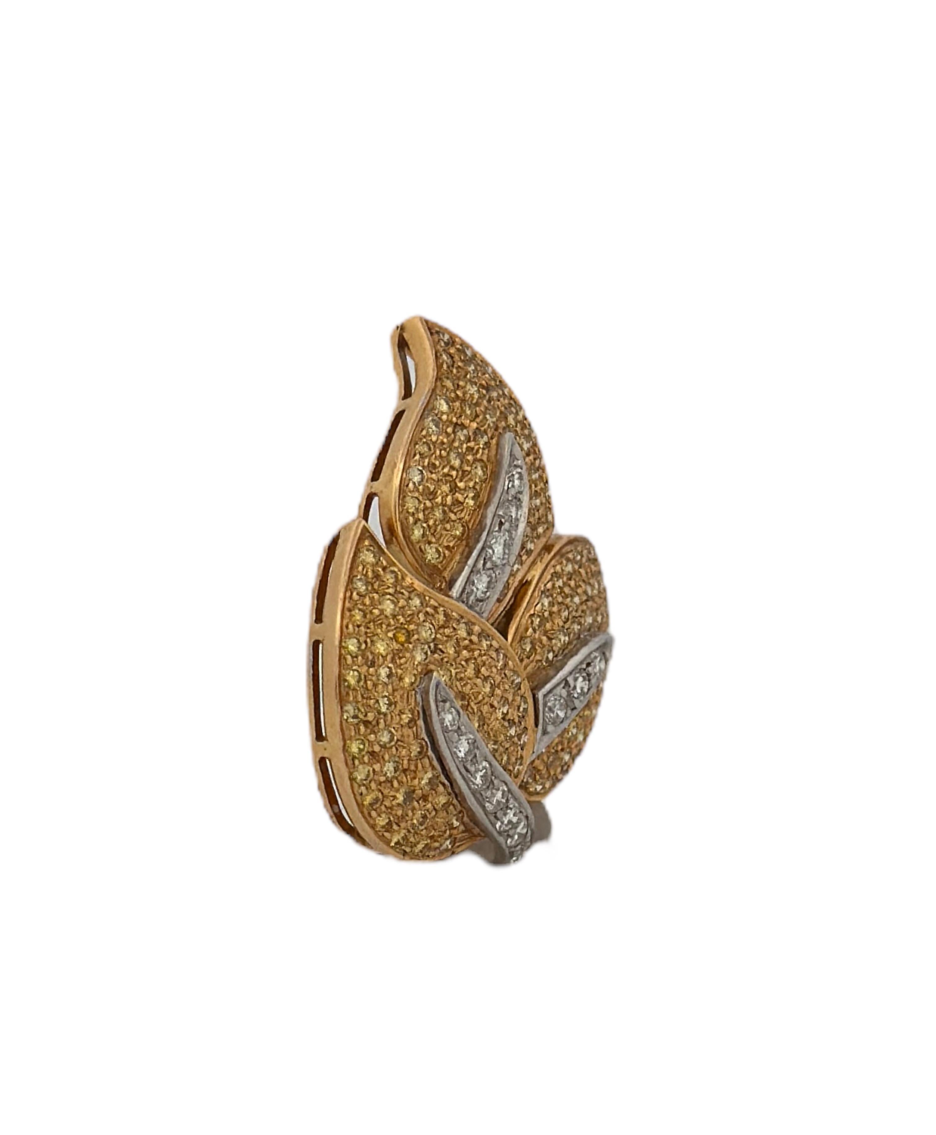 These Yellow and White Color Diamond Pendant, a product of the year 2001, is a captivating fusion of sophistication and nature-inspired design. With a total diamond weight of 1.76 carats, this pendant exhibits a beautiful harmony between the vivid