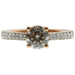 Fancy Light Brown / Champagne Diamant Solitär 0,85ct, und Pave Ring