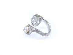 Fancy Light Brownish Pink and D Flawless Pear Shape Toi et Moi Ring