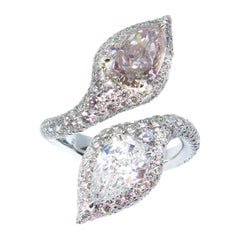 Fancy Light Brownish Pink and D Flawless Pear Shape Toi et Moi Ring