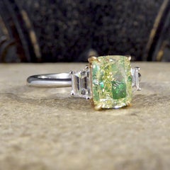 Fancy Light Green 2.40ct Diamond Three-Stone Ring in 18ct White and Rose Gold