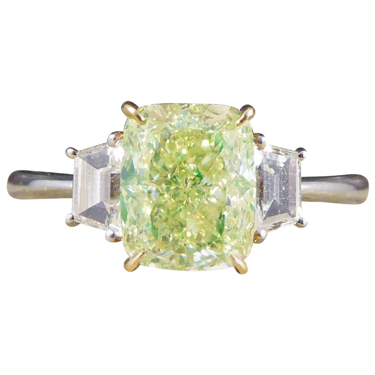 Fancy Light Green 2.40ct Diamond Three-Stone Ring in 18ct White and Rose Gold