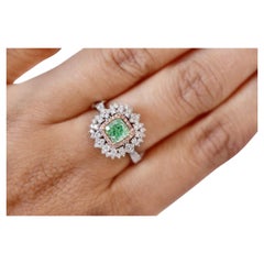 Fancy Light Green Yellow Diamond Ring Cushion Shape 0.89 Carat VS1 GIA Certified
