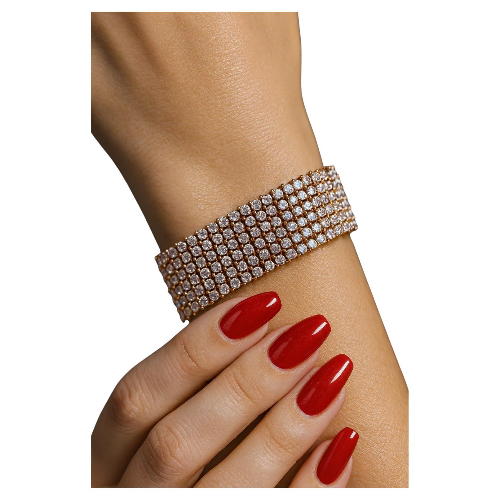 Bracciale da tennis a più file con diamanti rosa chiaro Fancy In condizioni ottime in vendita a Chicago, IL