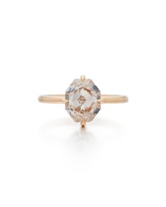 Fancy Light Pinkish Brown Octagonal Diamond Engagement Ring in Rose Gold, GIA
