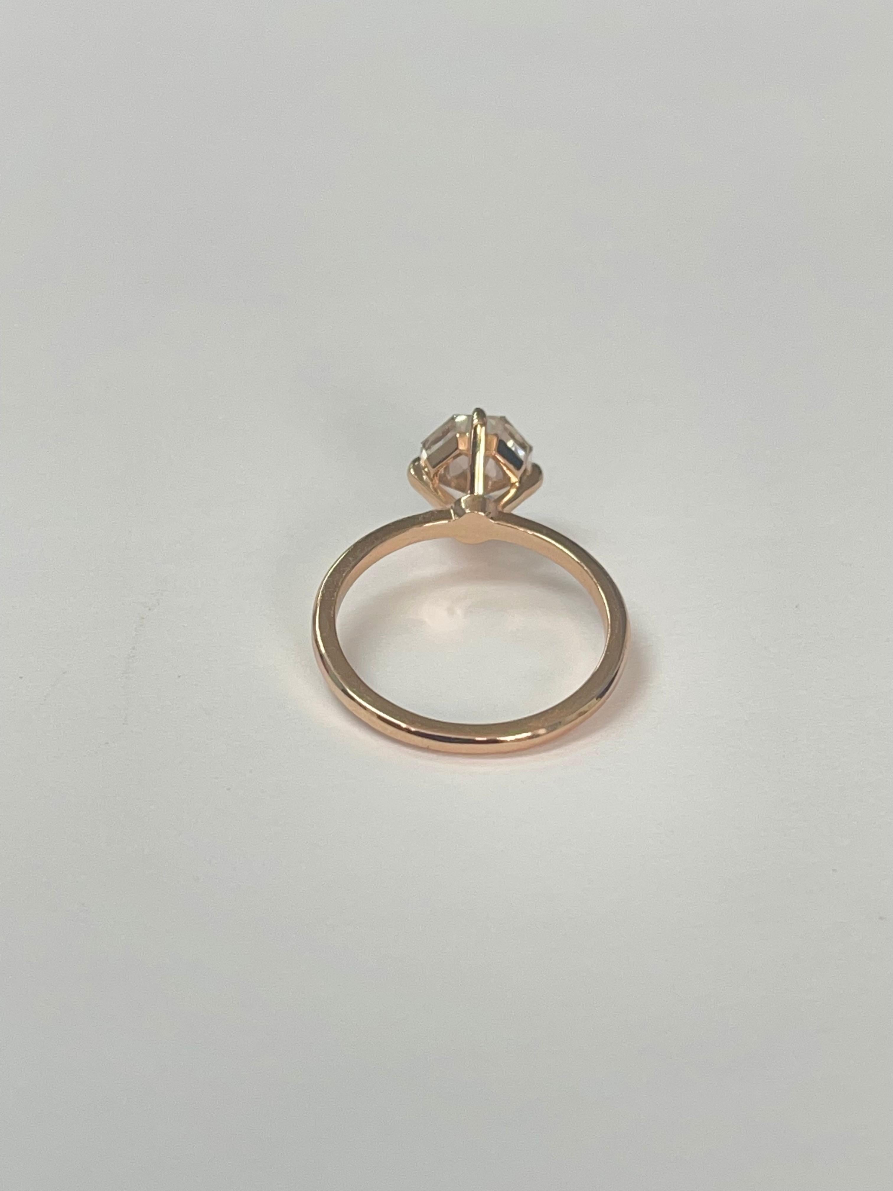Bague de fiançailles en or rose avec diamant octogonal de couleur brun rosé, GIA en vente 5