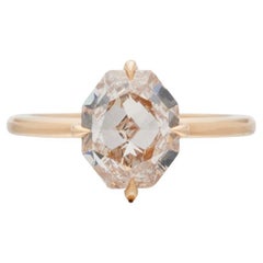 Fancy Light Pinkish Brown Octagonal Diamond Engagement Ring in Rose Gold, GIA