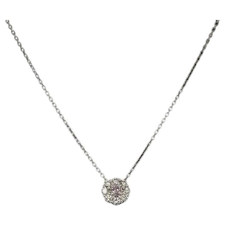 Fancy Light Purplish Pink Diamond Halo Platinum Vintage Necklace