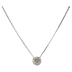 Collana d'epoca in platino con diamanti aureolati rosa chiaro e fantasia