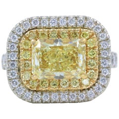 Fancy Light Radiant Diamond Engagement Ring 18 Karat Gold 5.00 Carat