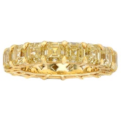 Used Fancy Light Yellow Asscher Cut Diamond Eternity Band