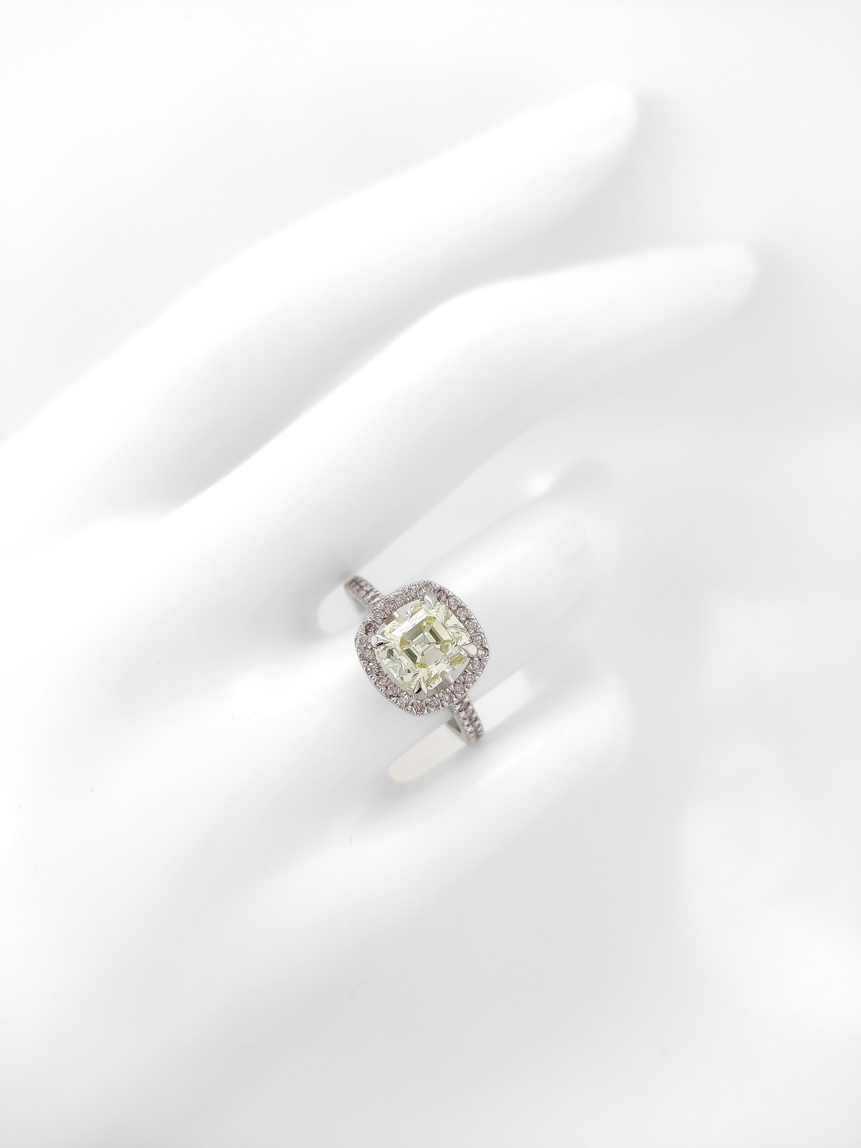 Fancy Light Yellow Diamond Engagement Ring 14k White Gold (2.25ct tw) In New Condition For Sale In Ramat Gan, IL