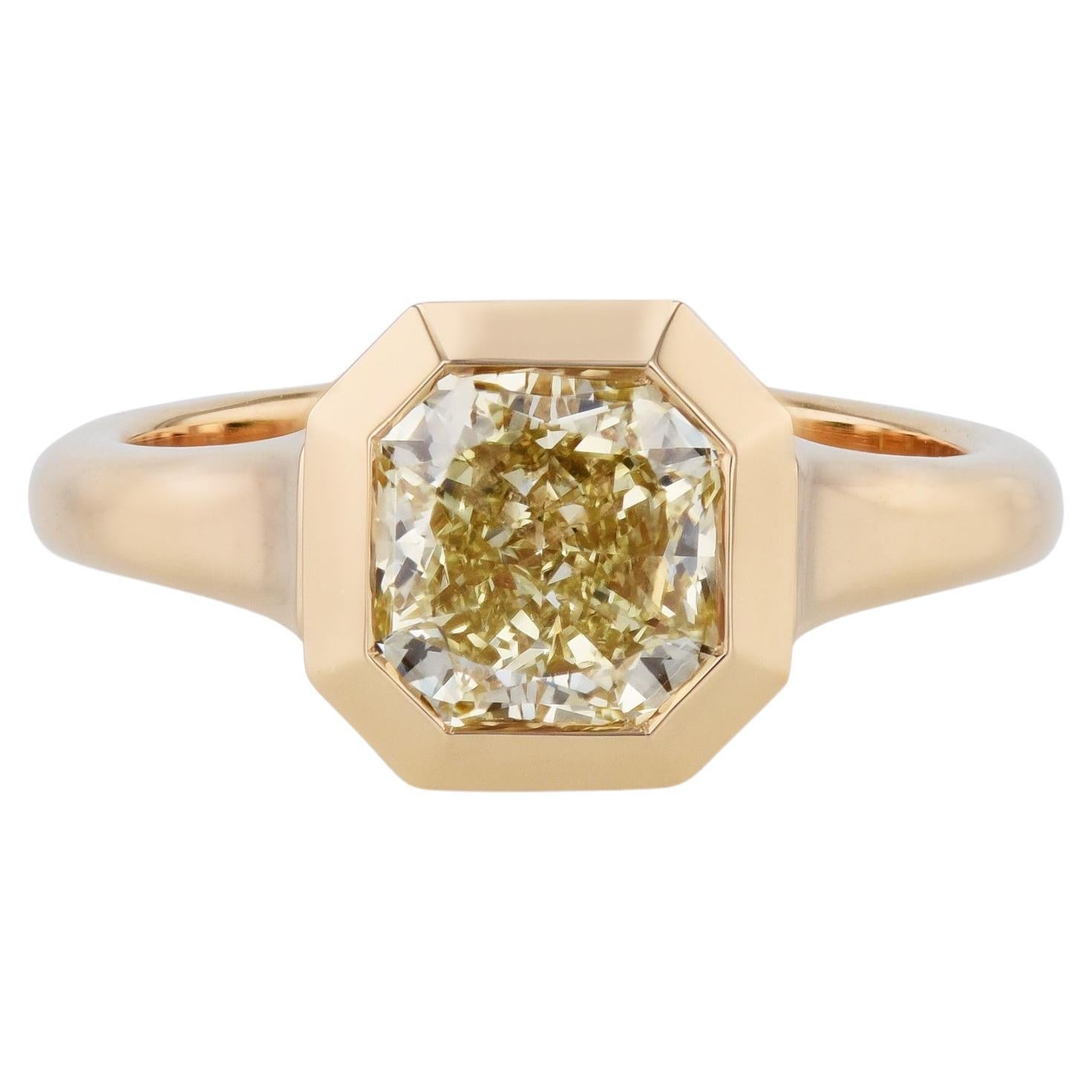 Fancy Light Yellow Diamond Engagement Ring For Sale