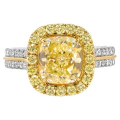 Fancy Light Yellow Diamond Ring 2.40 Carat GIA Certified