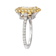 Fancy Light Yellow Diamond Ring 3.78 Carat Radiant Cut GIA Certified