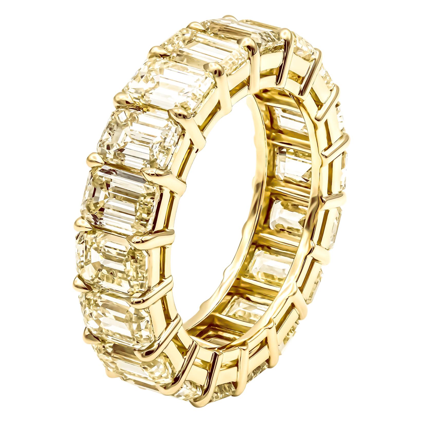 Fancy Light Yellow Emerald Cut Anniversary Band For Sale