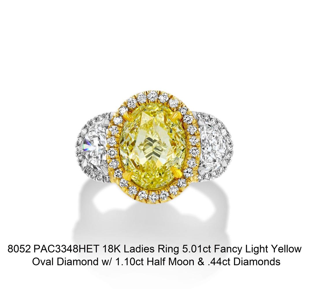 Bague fantaisie jaune clair et diamant ovale Pour femmes en vente