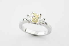 Fancy Light Yellow Radiant Cut 14 Karat White Gold 1.01 Carat Engagement Ring