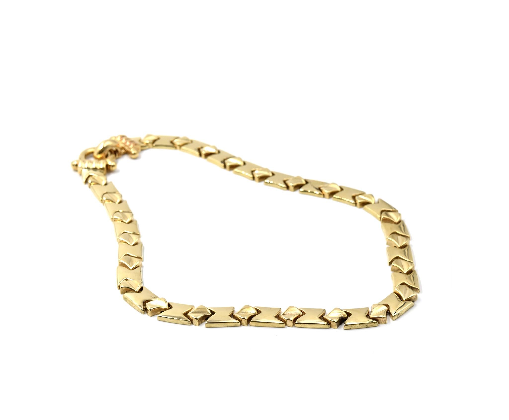 Fancy Link 14 Karat Yellow Gold Necklace In Excellent Condition In Scottsdale, AZ