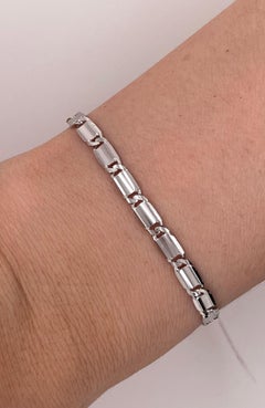 Pulsera eslabón fantasía, Oro blanco 14k