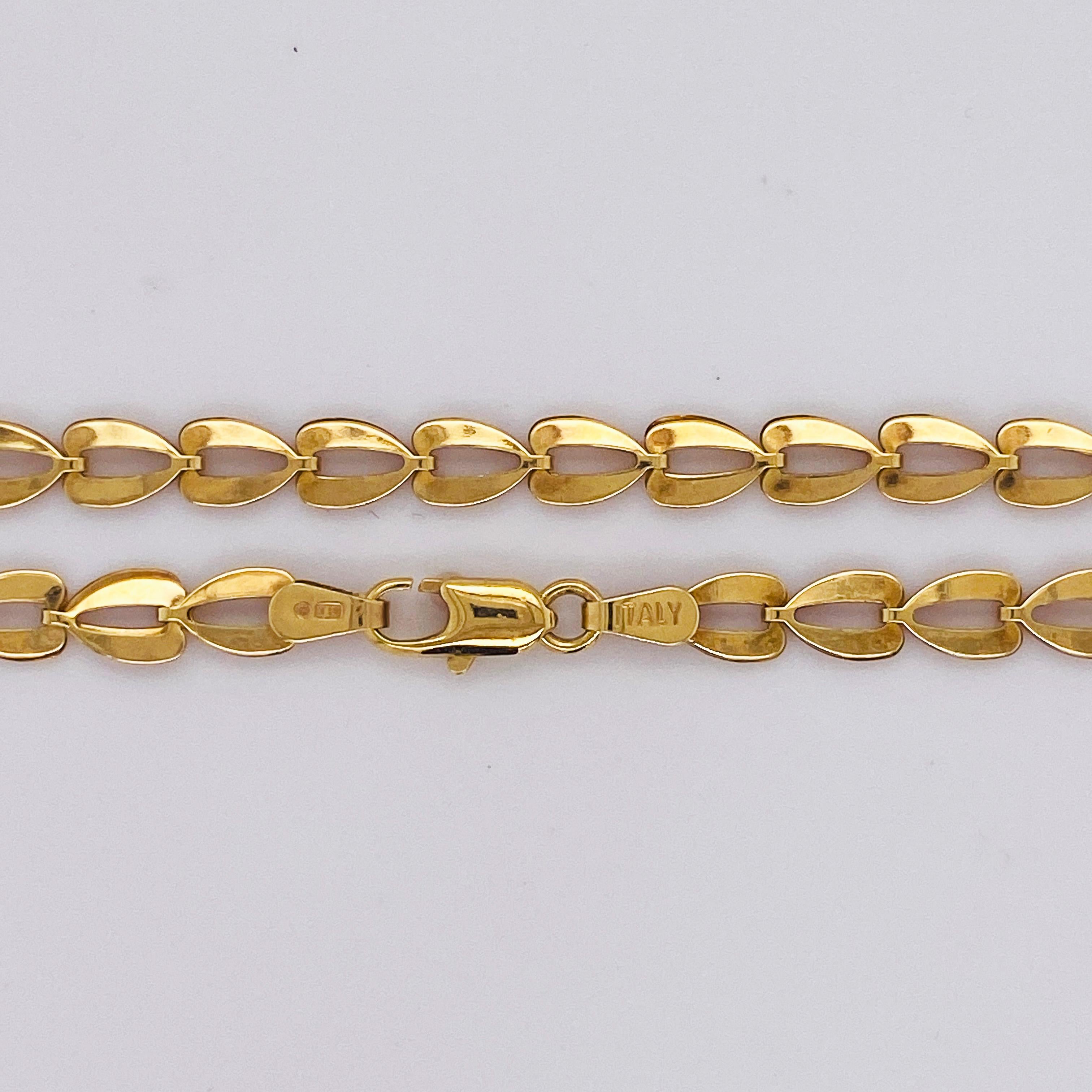 Moderne Bracelet à maillons fantaisie en or jaune 14K, Hart Deer Prints ou Stylized Hearts (LV) en vente
