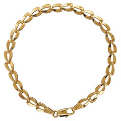 Fancy Link Bracelet 14k Yellow Gold 7", Hart Deer Prints or Stylized Hearts (Lv)