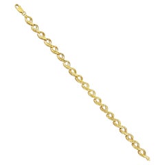 Fancy Link Bracelet with Diamond Cuts 14k Yellow Gold