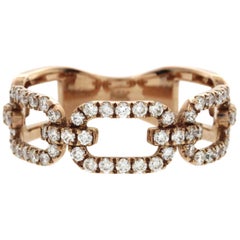 Fancy Link Chain 14 Karat Gold 0.58 Carat Diamonds Wedding Band Ring