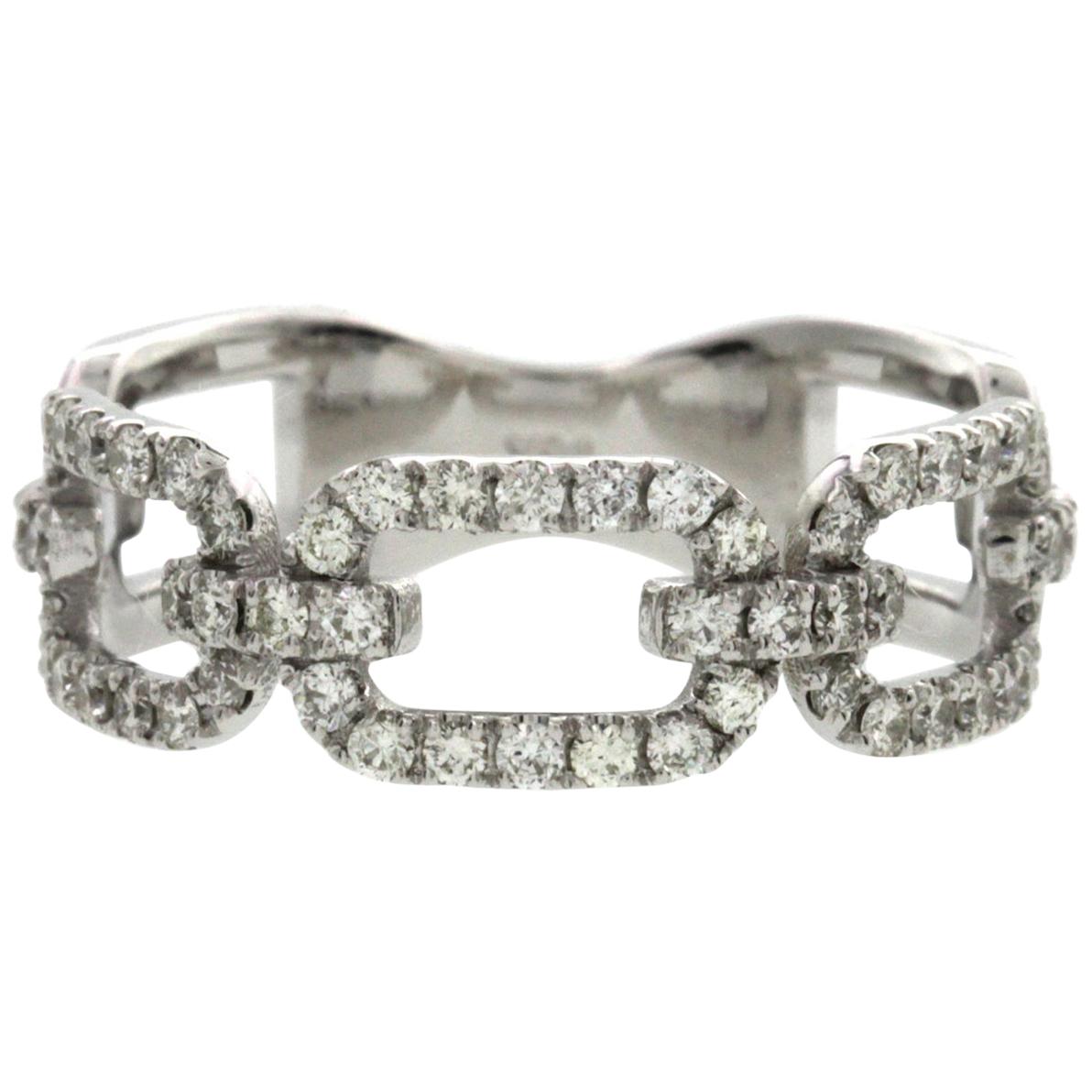 Fancy Link Chain 14 Karat White Gold 0.58 Carat Diamonds Wedding Band Ring