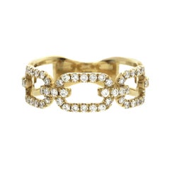 Fancy Link Chain 14 Karat Yellow Gold 0.58 Carat Diamonds Wedding Band Ring